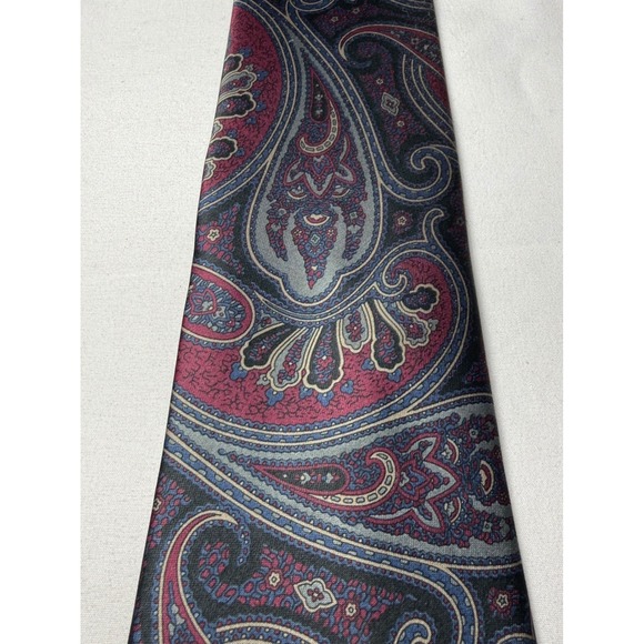 Other - Paisley Silk Blend Neck Tie‎ Burgundy Blue Gray Formal Business